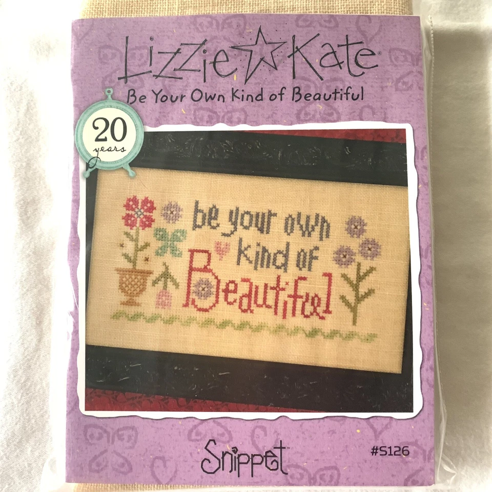 Lizzie Kate Be Your Own Kind Of Beautiful Cross Stitch Pattern Floss Fabric Nip - Image 1 of 4