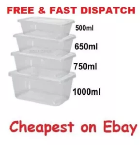 Clear Plastic Quality Containers Tubs with Lids Microwave Food Safe Takeaway - Picture 1 of 12