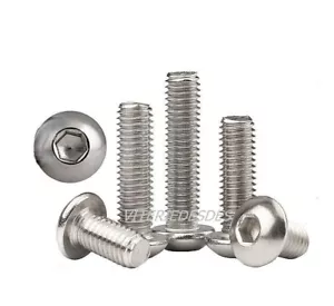 VITI M5 IN ACCIAIO INOX TESTA BOMBATA CAVA ESAGONALE PERNI A BOTTONE ISO 7380 - Foto 1 di 7