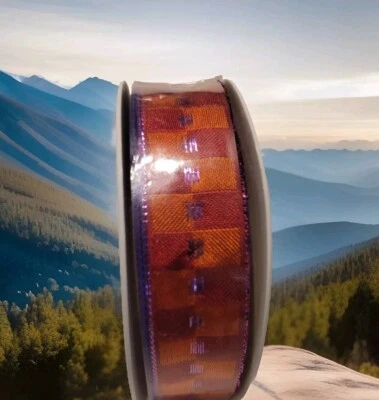  Red Orange Purple Design Wired  Acetate ribbon 1" By 25M/82FT made in France - Image 1 of 4
