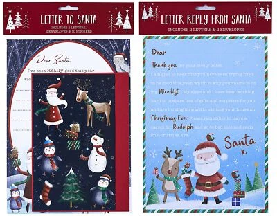 CARDS GALORE ONLINE Father Christmas Wish List Pack of 2 Letters To Santa & 2 Reply's From Santa