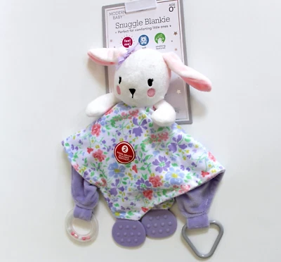 Manta de seguridad moderna de felpa blanca púrpura conejo actividad Blankie Lovey 12" Foto 1 de 4