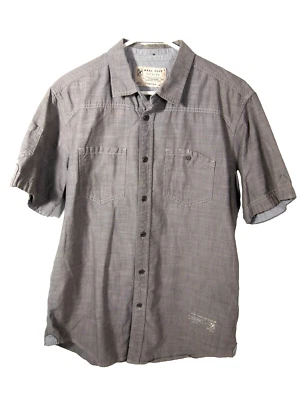 Marc Ecko Mens Shirt M Solid Grey Short Sleeve Button Collared - Image 1 of 4
