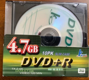 10 Pack DVD-R 4.7GB/120Min Blank Recordable Disc With Slim Case - Zdjęcie 1 z 3