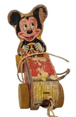 Vintage 1950’s Mickey Mouse Wood Puddle Jumper Fisher Price 310 Disney - Image 1 of 4