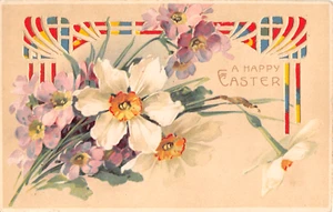 1910 Hold to Light Flower Bouquet Happy Easter post card - Picture 1 of 2