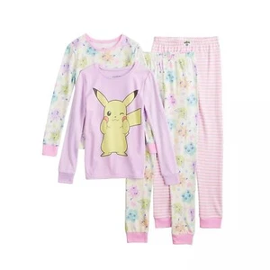 Girl's Pokemon, Pikachu and Characters Soft 4-Piece Pajama Set - Picture 1 of 8