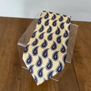 Robert Talbott 100% Silk Neck Tie Yellow Paisley Hand Sewn In USA Preppy Office - Picture 1 of 6