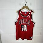 Vintage Chicago Bulls Jersey Mens 44 Red Champion #91 Dennis Rodman NBA 90s