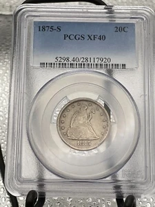 1875 S Twenty Cent Piece 20c Better Grade Graded PCGS XF 40 WITH DIE ROTATION - Picture 1 of 13
