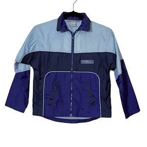 Vintage Wilson Windbreaker Kids Size 8 Blue Colorblock Jacket Full Zip Outdoor - Picture 1 of 11