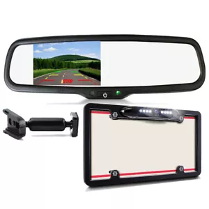 4.3" Car Rear View Monitor + Backup License Plate Frame Camera Reversing Nissan - Picture 1 of 11
