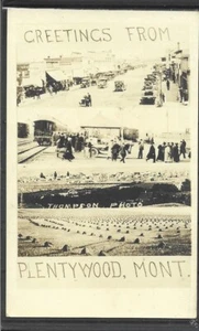 1927 UNITED STATES GREETINGS FROM PLENTYWOOD,MONT MONTANA REAL PHOTOCARD COVER - Picture 1 of 2