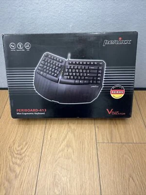 Perixx PERIBOARD-413B Wired USB Ergonomic Compact Split Keyboard Wrist Rest NIB - Image 1 of 4