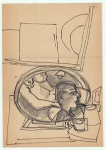 Leo Roth: Nude with Reflection in Mirror / Israeli Jewish Expressionism Modern - Picture 1 of 2
