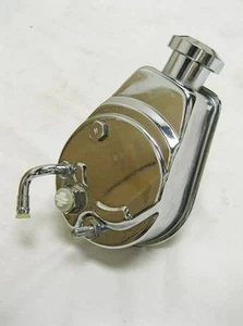 Chevy GM CHROME Saginaw Power Steering Pump with 3/4" Press On Shaft Street Rod - Picture 1 of 5