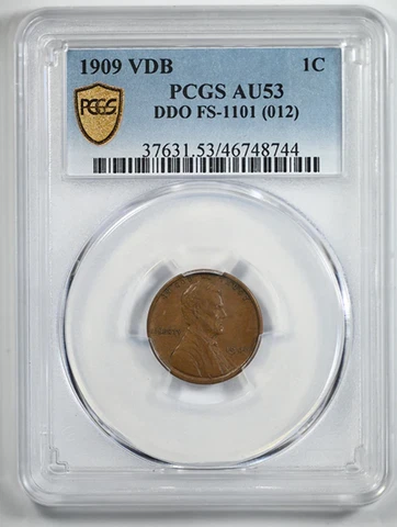 1909 VDB Double Die Obverse Lincoln Wheat Cent 1C PCGS AU53 - DDO FS-1101 (012) Cover