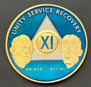 Alcoholics Anonymous AA 11 Years Recovery Token Coin Chip Tri-plate Dr. Bob Bill - Picture 1 of 2