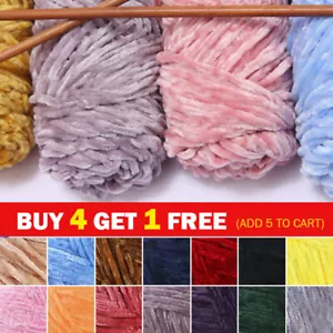 100g Skein Shiny Chunky Chenille Yarn Crochet Soft Baby Velvet Knitting Wool DIY - Picture 1 of 35