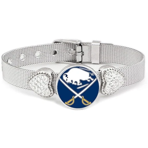 Buffalo Sabres Womens Adjustable Silver Hearts Bracelet Jewelry Gift D26 Cover