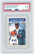SHAQUILLE O"NEAL 1992 Panini Basketball Sticker RC Rookie Card PSA Graded 9 MINT