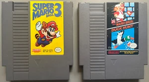 Pair of 85' Nintendo NES Games Super Mario Bros. 3 & Super Mario Bros. Duck Hunt - Picture 1 of 10