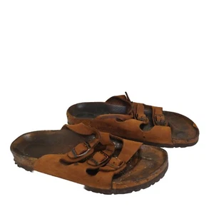 Birkenstock Florida Sandals Brown Leather Three Straps Size 38 (US 7.5). AF - Picture 1 of 7