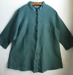 FLAX Designs  LINEN    1G     NWT  Vintage  Shirt  Tunic FOREST