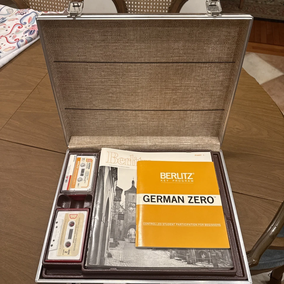 Vintage Berlitz German Language Learn Program Briefcase cassettes Booklets - Image 1 of 4