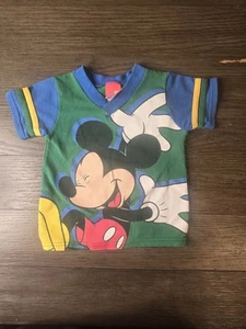 Vintage 90s t shirt all over print Mickey Mouse 2T Youth Toddler - Picture 1 of 12