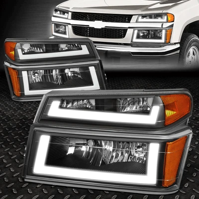 [LED DRL]PARA 04-12 CHEVY COLORADO GMC CAÑÓN FAROS PARACHOQUES LÁMPARAS NEGRO/ÁMBAR Foto 1 de 4