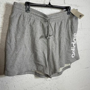 Adidas Plus Size Linear Logo French Terry Shorts -Grey/Black 4X - Picture 1 of 6