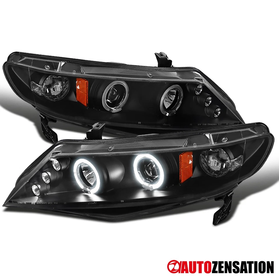 Fit 2006-2011 Honda Civic Sedan Black LED Halo Projector Headlights Lamps 06-11 Foto 1 de 4