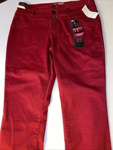 No Boundaries Womens Jeans Size 15 Red Mid Rise Skinny Crop New Nobo - Picture 1 of 7