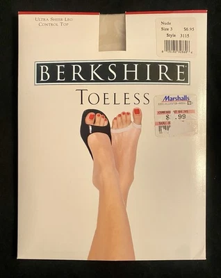 Berkshire Toeless Pantyhose Control Top Ultra Sheer Nude Size 3 New NIP #3115 - Image 1 of 4