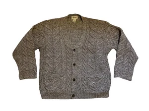 Vintage L.L. Bean 100% Wolle Zopfmuster Strickjacke Fischer braun Pullover Große L - Bild 1 von 5