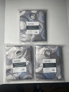 Lot of 3 No 918 White w/Gray & Blue Circles Lightenberg Curtain Panel 48”x 64” - Picture 1 of 4