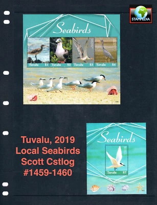 $27.50 Scott Value - 2019 TUVALU Sea Birds 2 s/s Seabirds Pacific CV MNH NH UMM - Image 1 of 4