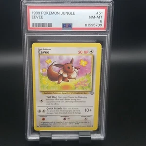 Pokemon PSA 8 Miscut Error - Eevee 51/64 Jungle Set Unlimited Karte - Bild 1 von 14