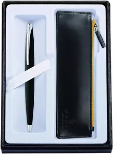 Cross ATX Basalt Black Ballpoint Pen with Black Zip Pouch - Modern Design - Picture 1 of 5