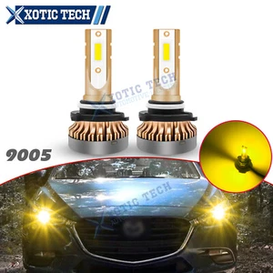JDM 3000K Golden Yellow 9005 9011 LED Bulbs High Beam Headlight Set For Mazda - Picture 1 of 10