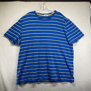 Mens Striped T Shirt XL/L Blue & Yellow Beach Ramones Punk Grunge - Picture 1 of 9