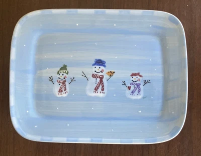 Vintage Crate & Barrel Snow People Platter 12.5"x9.5" New with sticker - Image 1 of 4
