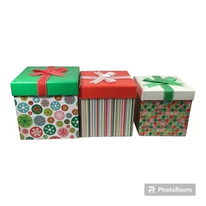 Barrington Studios Set of 3 Nested Boxes Holiday Christmas 5 3/4” 5 1/4” 4 3/4” - Picture 1 of 6