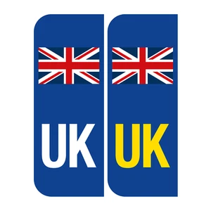 Pair of UK, Wales, England, SCO Number Plate Car Badge REFLECTIVE Vinyl Stickers - Picture 1 of 6