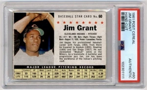 1961 Post Cereal Cortado a Mano Jim Grant #60 PSA Auténtico Cleveland Indians - Imagen 1 de 2