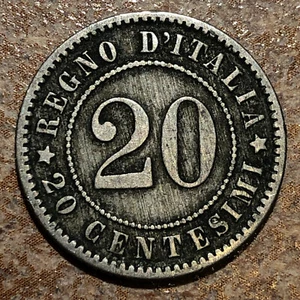 Italy 1894-KB Copper-Nickel 20 Centesimi Coin - VF (Very Fine) condition - Picture 1 of 4