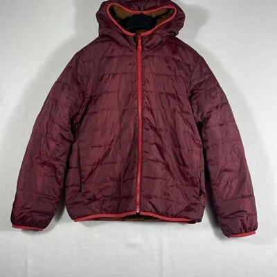 Chaqueta acolchada reversible J Crewcuts capucha borgoña adolescentes talla XL. Foto 1 de 4