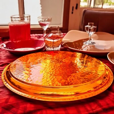 Hammered Copper Serving Tray Handmade Pure Copper Plate - Image 1 of 4