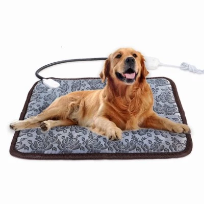 Almohadilla térmica ajustable para mascotas gato perro anti mordeduras cable de acero impermeable cama cálida Foto 1 de 4
